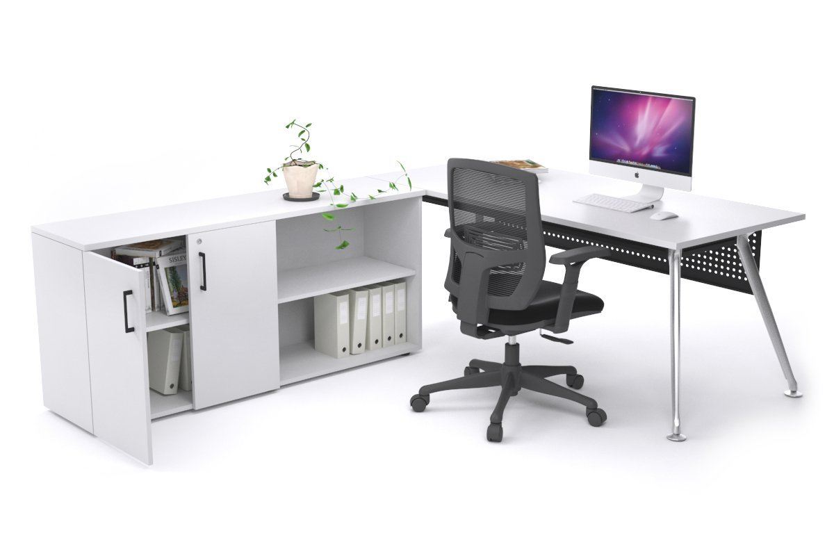 San Fran Executive Setting - Chrome Frame [1600L x 800W] Jasonl white Black modesty 2 door open