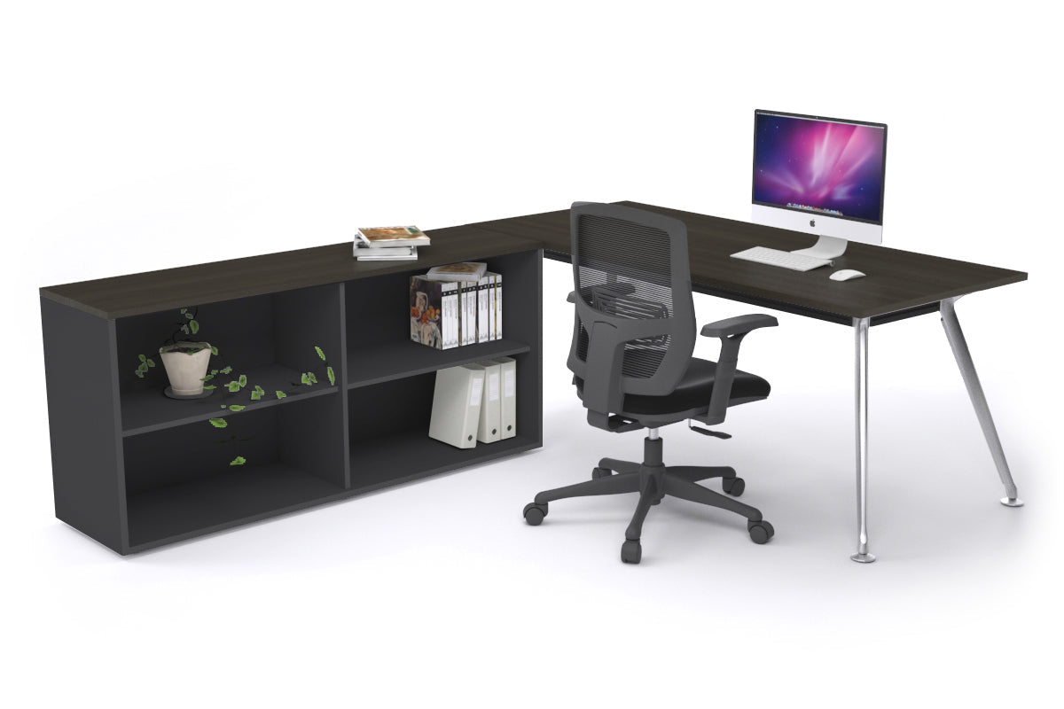 San Fran Executive Setting - Chrome Frame [1600L x 800W] Jasonl dark oak none open bookcase