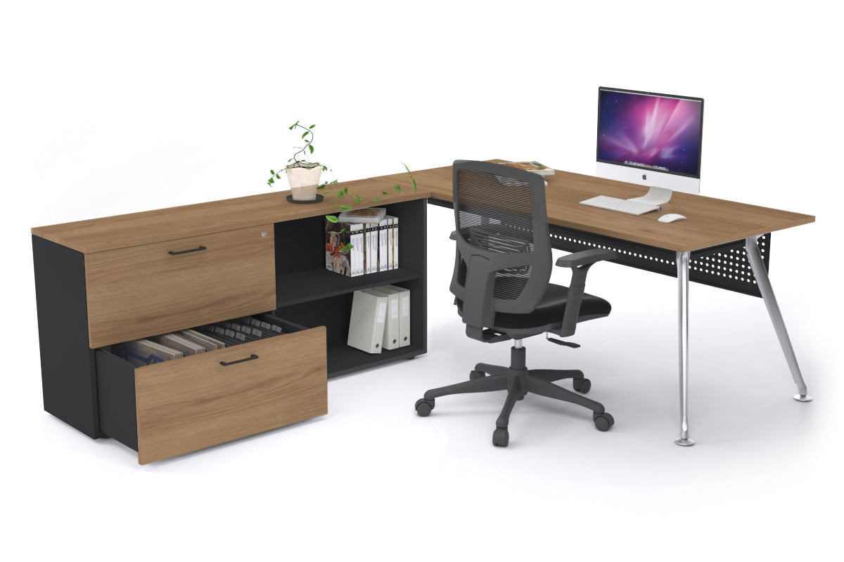 San Fran Executive Setting - Chrome Frame [1600L x 800W] Jasonl salvage oak Black modesty 2 drawer open
