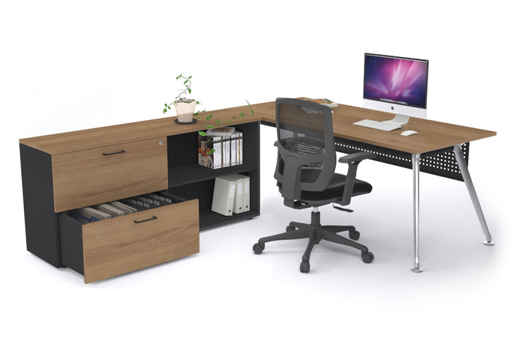 San Fran Executive Setting - Chrome Frame [1600L x 800W] Jasonl salvage oak Black modesty 2 drawer open