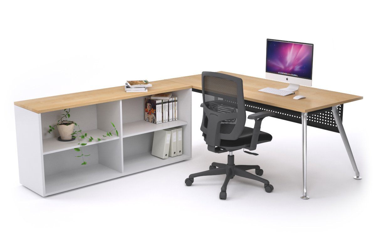 San Fran Executive Setting - Chrome Frame [1600L x 800W] Jasonl maple Black modesty open bookcase