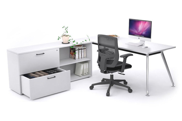 San Fran Executive Setting - Chrome Frame [1600L x 800W] Jasonl white none 2 drawer open
