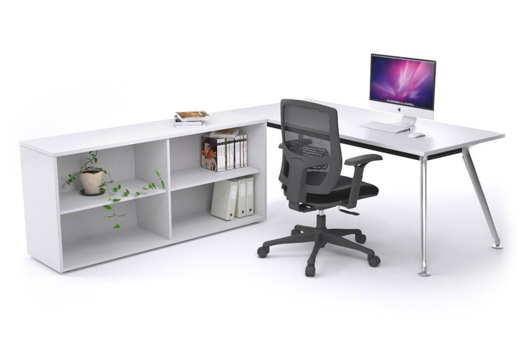 San Fran Executive Setting - Chrome Frame [1800L x 800W] Jasonl white none open bookcase