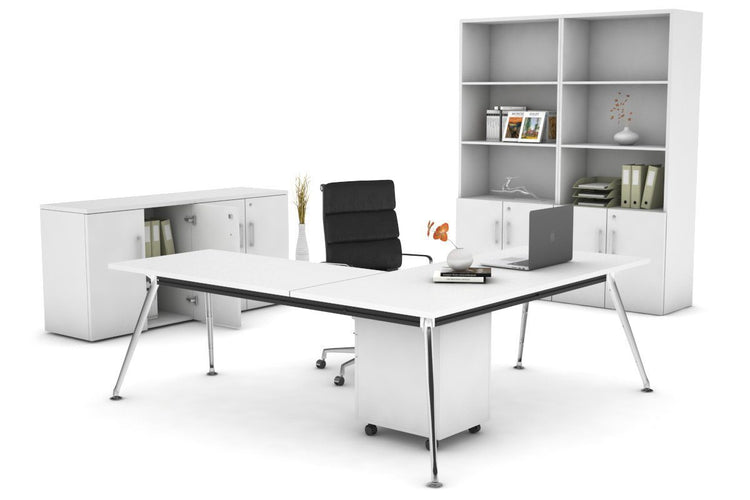 San Fran - L-Shaped Corner Office Desk with Chrome Leg Office Furniture Online [1600L x 1450W] Jasonl 