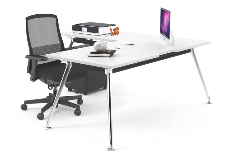 San Fran - L-Shaped Corner Office Desk with Chrome Leg Office Furniture Online [1600L x 1800W with Cable Scallop] Jasonl white none 