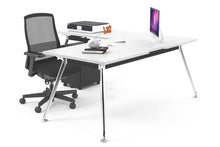  - San Fran - L-Shaped Corner Office Desk with Chrome Leg Office Furniture Online [1800L x 1550W with Cable Scallop] - 1