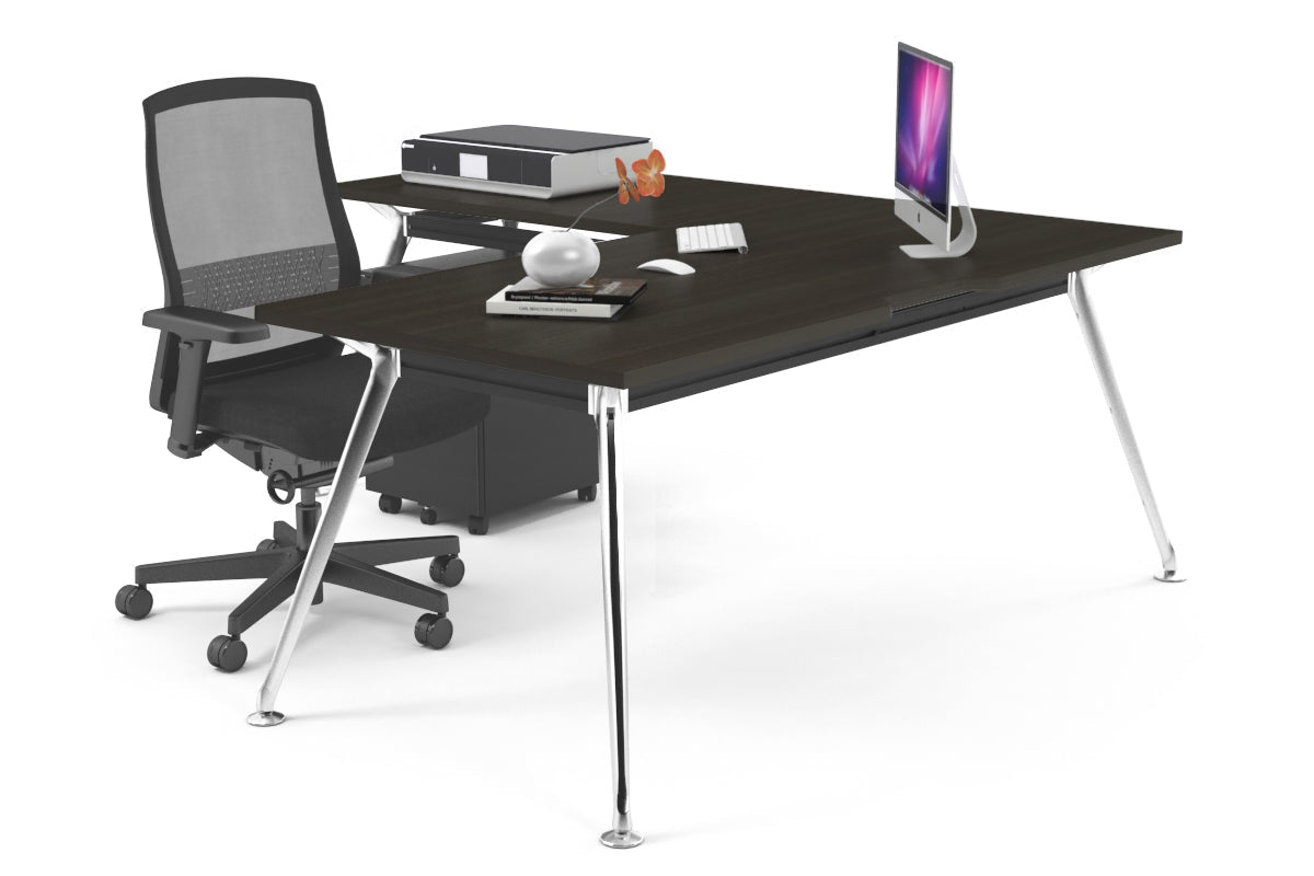 San Fran - L-Shaped Corner Office Desk with Chrome Leg Office Furniture Online [1800L x 1550W with Cable Scallop] Jasonl dark oak none 