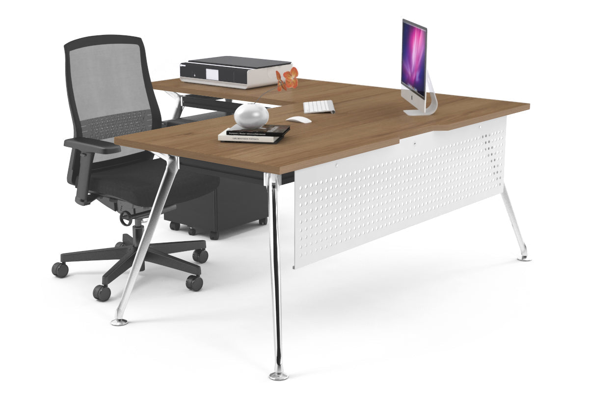San Fran - L-Shaped Corner Office Desk with Chrome Leg Office Furniture Online [1800L x 1550W with Cable Scallop] Jasonl salvage oak white modesty 