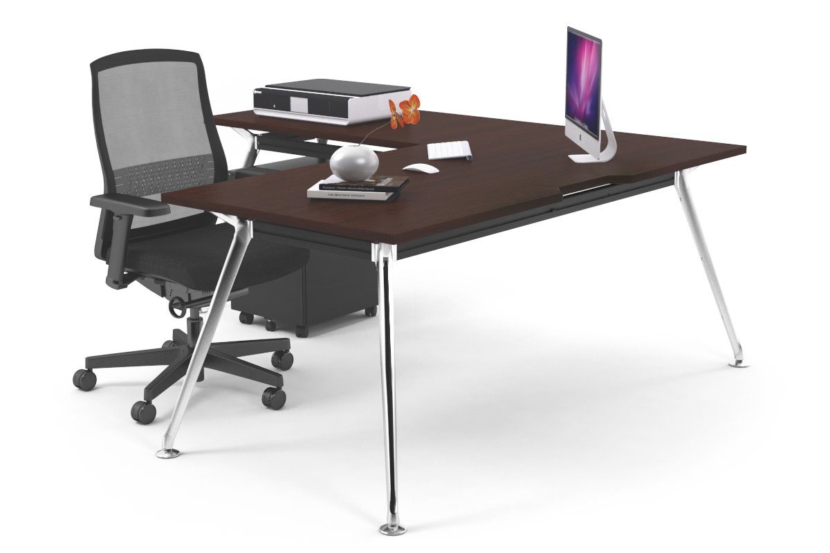 San Fran - L-Shaped Corner Office Desk with Chrome Leg Office Furniture Online [1800L x 1550W with Cable Scallop] Jasonl wenge none 