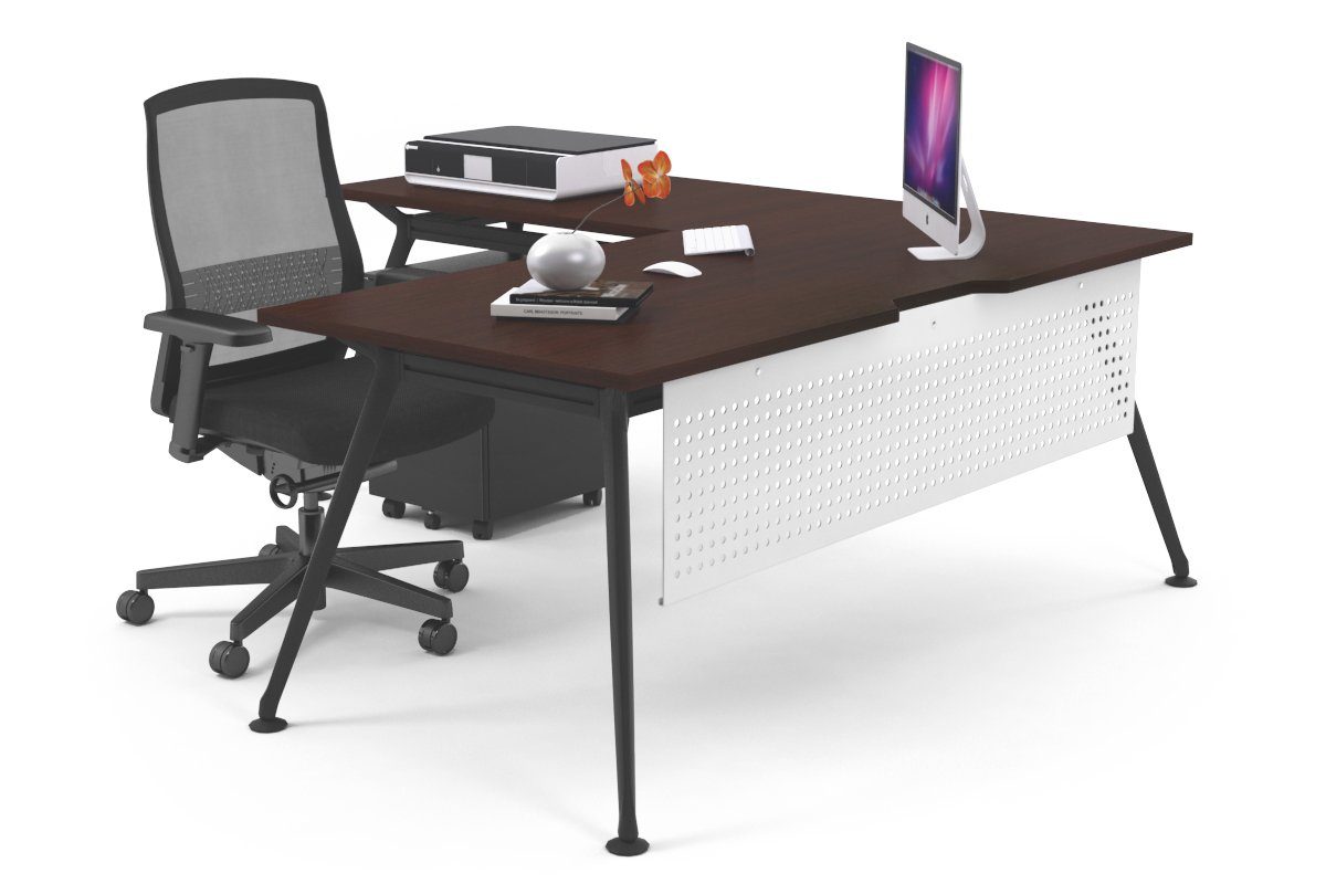 San Fran - L-Shaped Corner Office Desk with Chrome Leg Office Furniture Online [1800L x 1550W with Cable Scallop] Jasonl wenge white modesty 