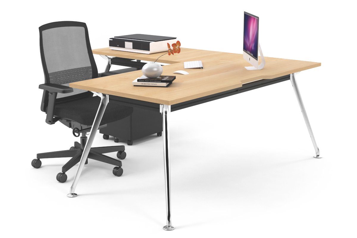 San Fran - L-Shaped Corner Office Desk with Chrome Leg Office Furniture Online [1800L x 1550W with Cable Scallop] Jasonl maple none 