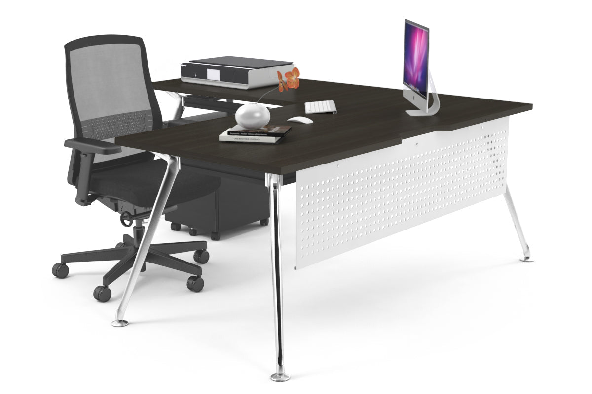 San Fran - L-Shaped Corner Office Desk with Chrome Leg Office Furniture Online [1800L x 1550W with Cable Scallop] Jasonl dark oak white modesty 