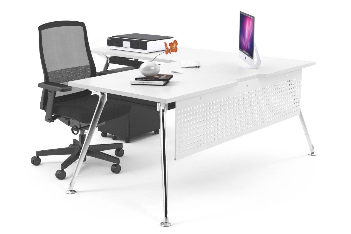San Fran - L-Shaped Corner Office Desk with Chrome Leg Office Furniture Online [1800L x 1550W with Cable Scallop] Jasonl white white modesty 