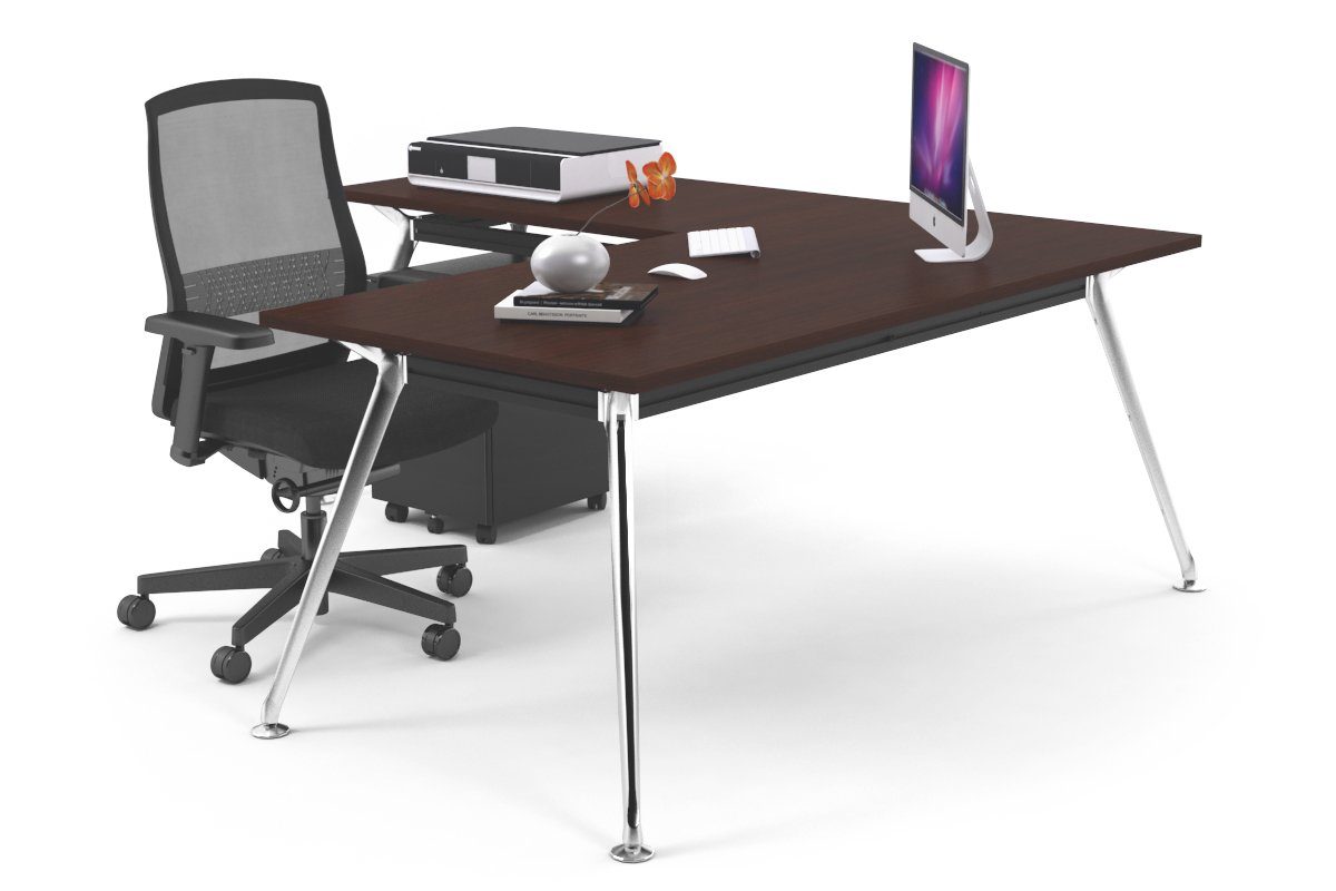 San Fran - L-Shaped Corner Office Desk with Chrome Leg Office Furniture Online [1800L x 1700W] Jasonl wenge none 