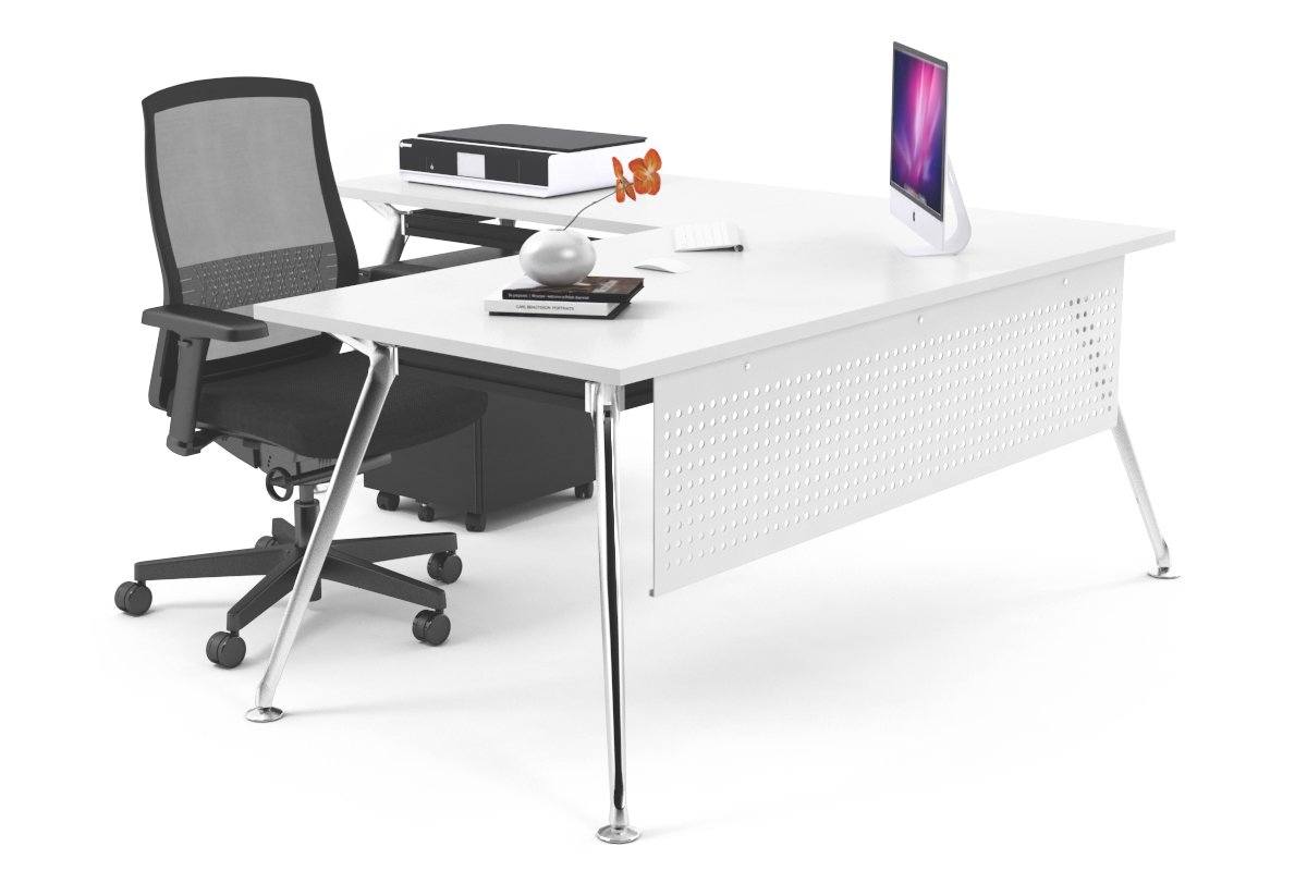San Fran - L-Shaped Corner Office Desk with Chrome Leg Office Furniture Online [1800L x 1700W] Jasonl white white modesty 