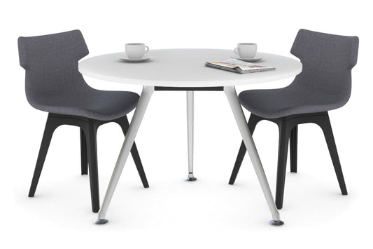 San Fran Round Meeting Table Chrome Legs [1000 mm] Jasonl white 