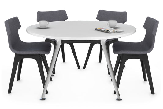 San Fran Round Meeting Table Chrome Legs [1200 mm] Jasonl white 