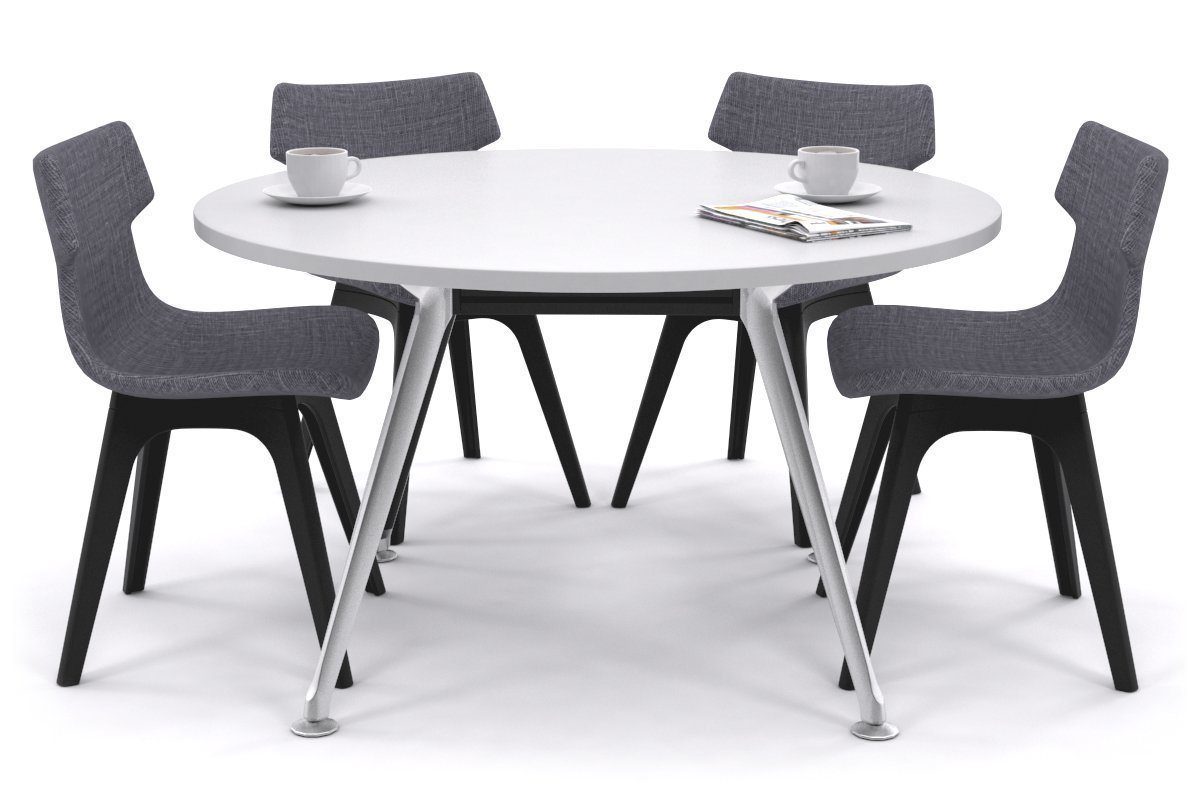 San Fran Round Meeting Table Chrome Legs [1350 mm] Jasonl white 