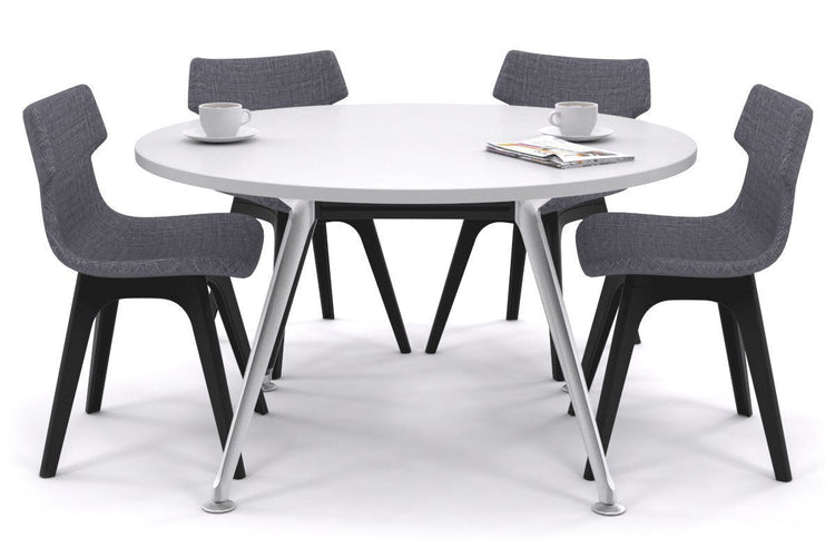 San Fran Round Meeting Table Chrome Legs [1350 mm] Jasonl white 