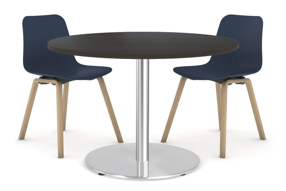 Sapphire Disc Base Cafe Table [1000 mm]-540mm stainless steel base dark oak 