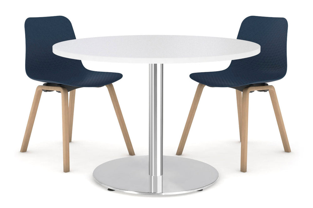 Sapphire Disc Base Cafe Table [600 mm]-450mm stainless steel base white 