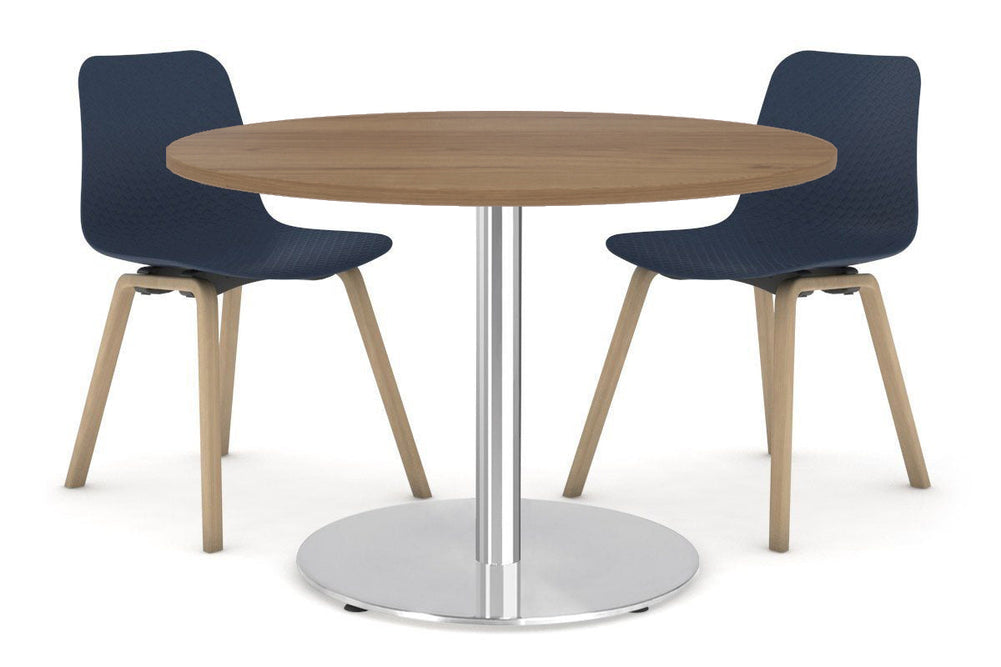 Sapphire Disc Base Cafe Table [600 mm]-450mm stainless steel base salvage oak 