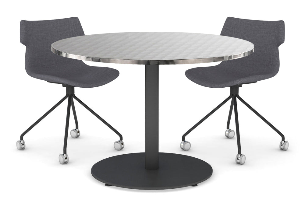 Sapphire Disc Base Cafe Table [600 mm]-450mm black base inox 