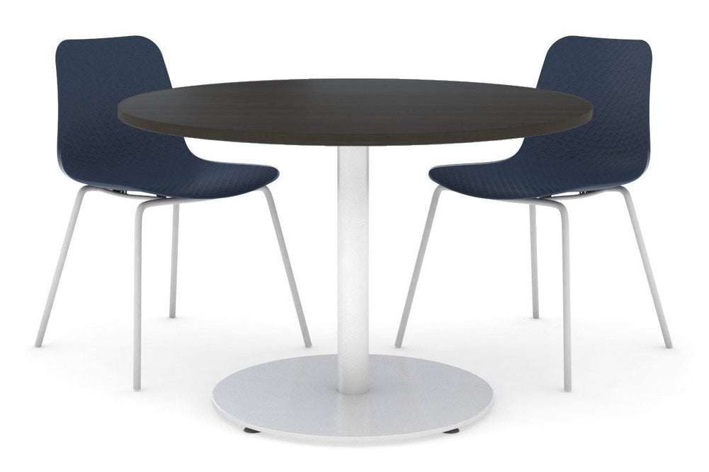 Sapphire Disc Base Cafe Table [600 mm]-450mm white base dark oak 