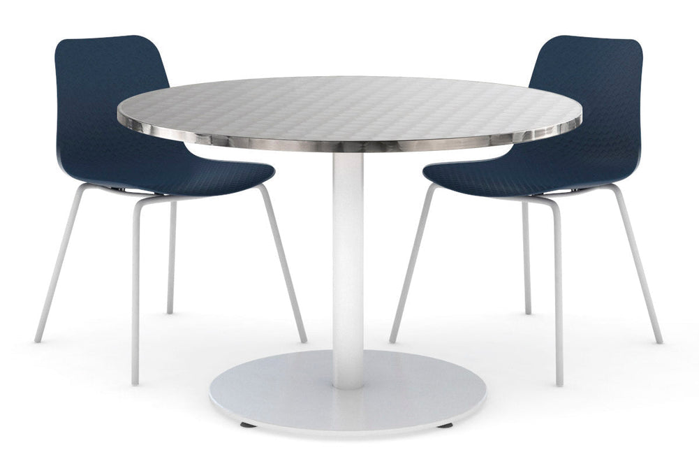 Sapphire Disc Base Cafe Table [600 mm]-450mm white base inox 
