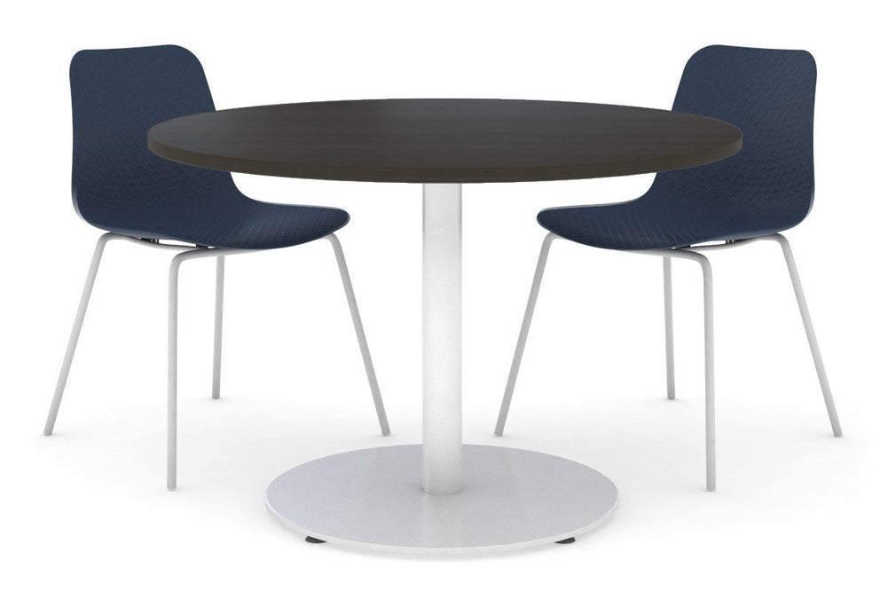 Sapphire Disc Base Cafe Table [800 mm]-540mm white base dark oak 