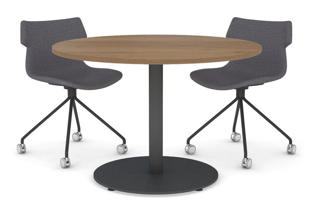 Sapphire Disc Base Cafe Table [800 mm]-540mm black base salvage oak 