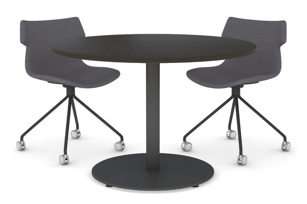 Sapphire Disc Base Cafe Table [800 mm]-540mm black base dark oak 