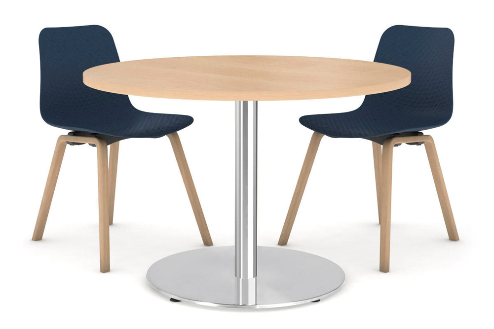 Sapphire Disc Base Cafe Table [800 mm]-450mm stainless steel base maple 