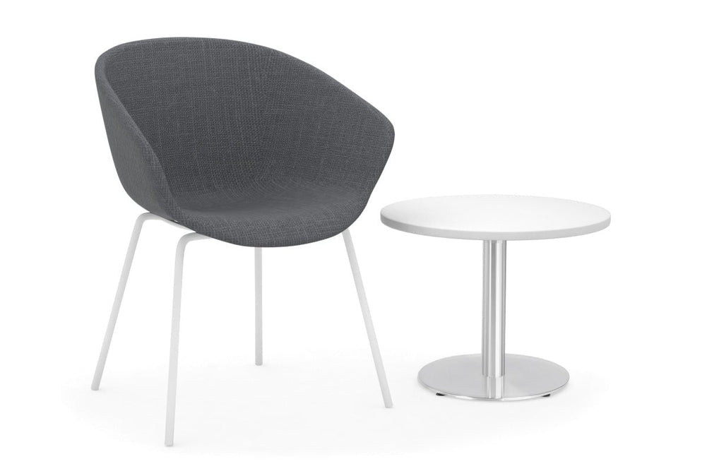Sapphire Coffee Table [700mm]-stainless steel base white 