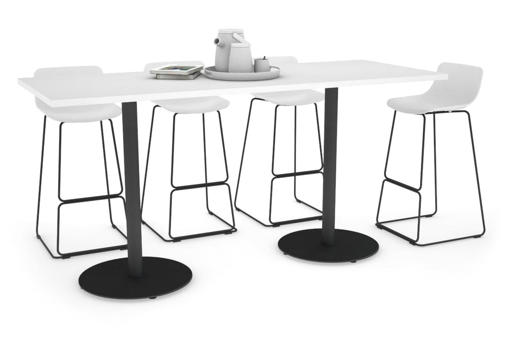 Sapphire Disc Base Counter Table [1600L x 700W]-450mm black base white 