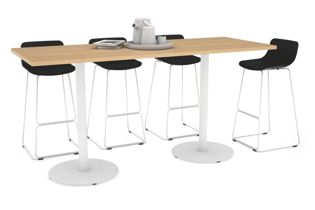 Sapphire Disc Base Counter Table [1600L x 800W]-450mm white base maple 