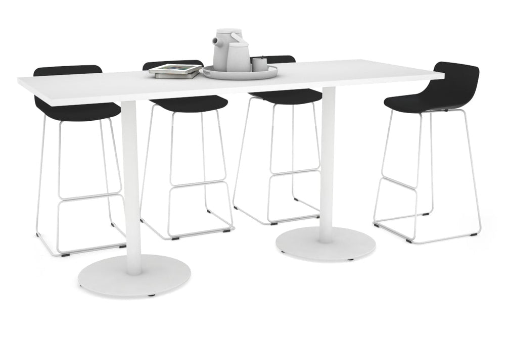 Sapphire Disc Base Counter Table [1600L x 800W]-450mm white base white 