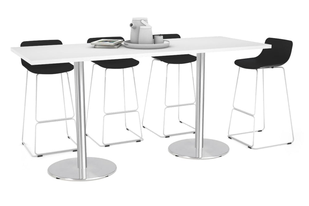 Sapphire Disc Base Counter Table [1800L x 800W]-450mm stainless steel base white 