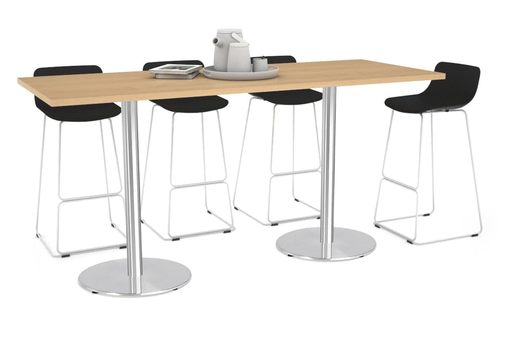 Sapphire Disc Base Counter Table [1800L x 800W]-450mm stainless steel base maple 
