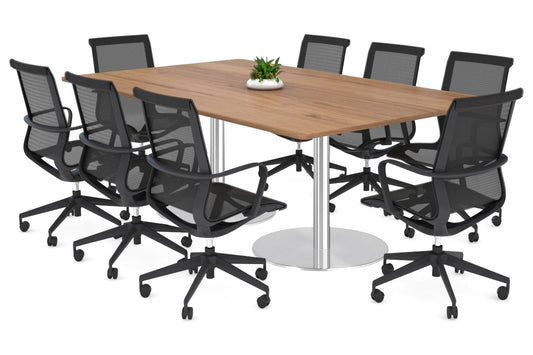 Sapphire Rectangle Boardroom Table - Stainless Steel Disc Base with Rounded Corners [1800L x 1100W] Jasonl salvage oak 