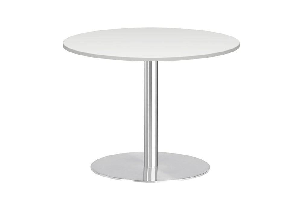 Sapphire Disc Base Round Cafe Table - Stainless Steel Frame [600 MM]-white  