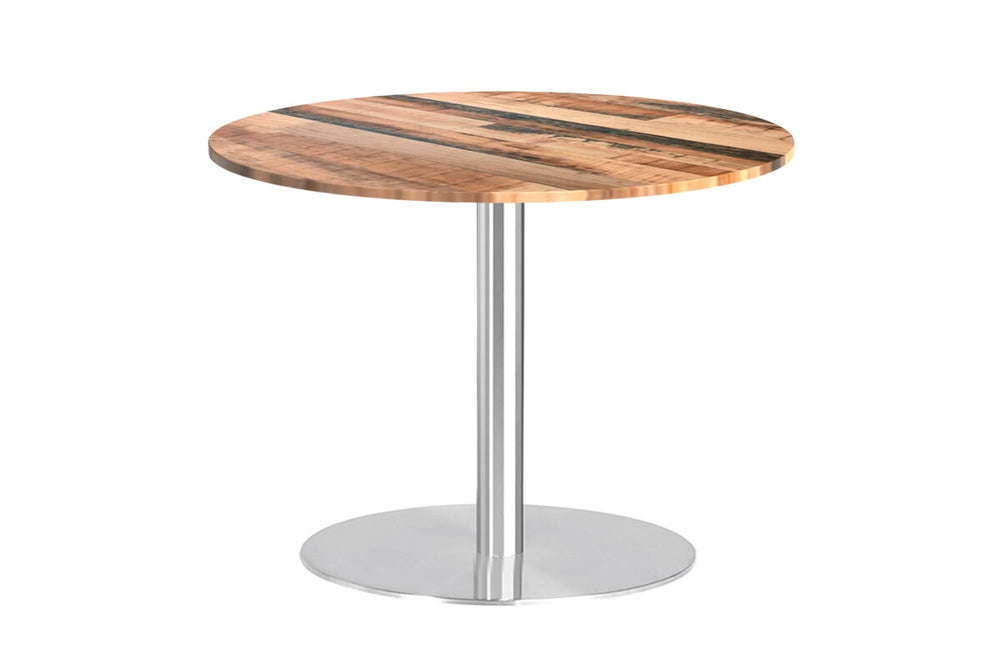 Sapphire Disc Base Round Cafe Table - Stainless Steel Frame [600 MM]-rustic kansas  