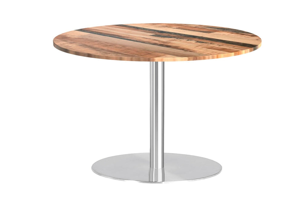 Sapphire Disc Base Round Cafe Table - Stainless Steel Frame [800 MM]-rustic kansas  