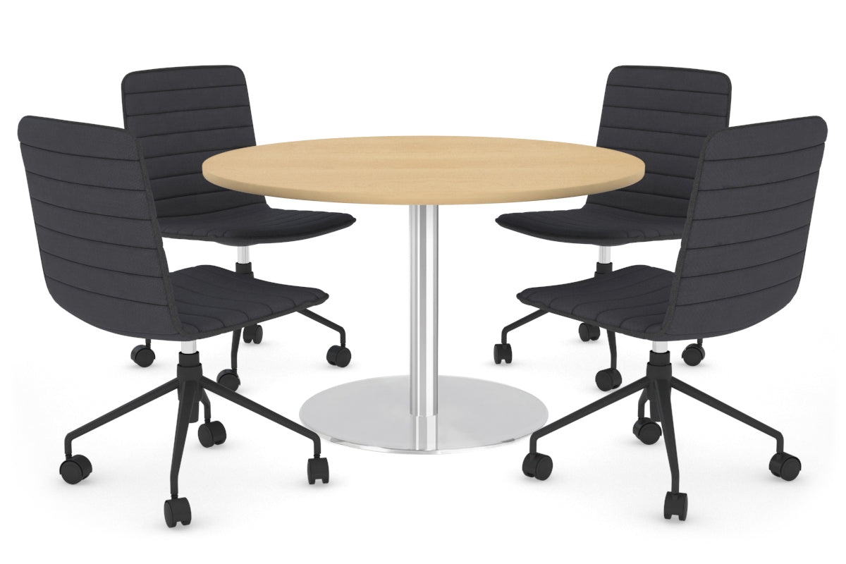 Sapphire Round Meeting Table - Disc Base [1000 mm] Jasonl 540mm stainless steel base maple 