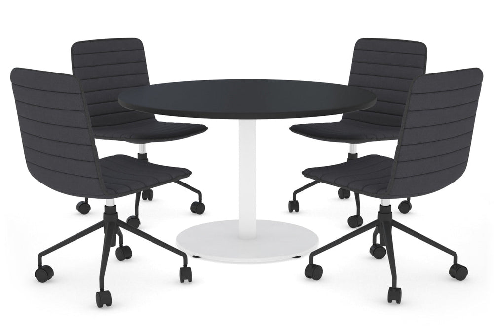 Sapphire Disc Base Round Meeting Table [1000 mm]-540mm white base black 