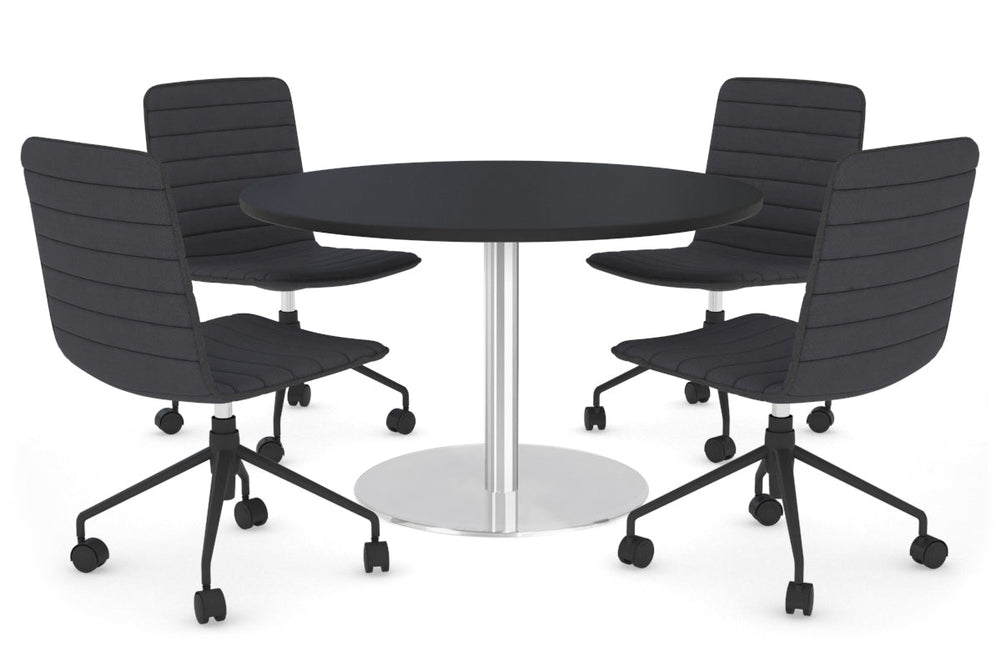 Sapphire Disc Base Round Meeting Table [1000 mm]-540mm stainless steel base black 
