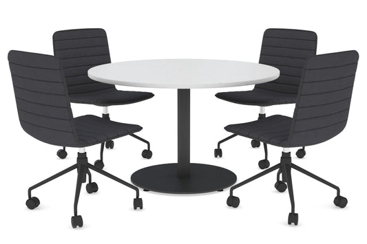 Sapphire Round Meeting Table - Disc Base [1000 mm] Jasonl 540mm black base white 