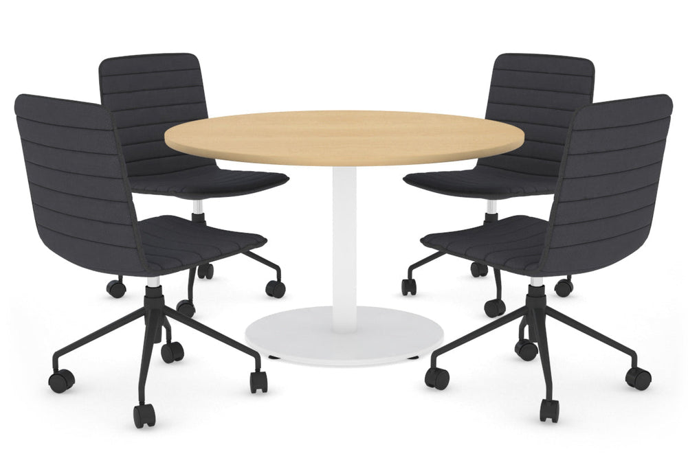 Sapphire Disc Base Round Meeting Table [600 mm]-450mm white base maple 