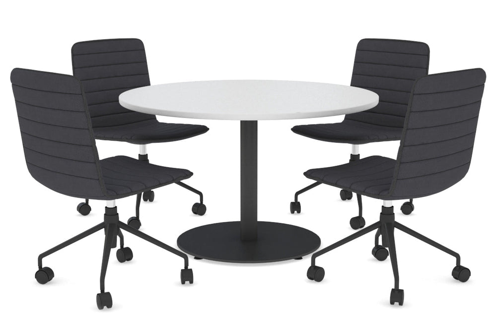 Sapphire Disc Base Round Meeting Table [700 mm]-450mm black base white 