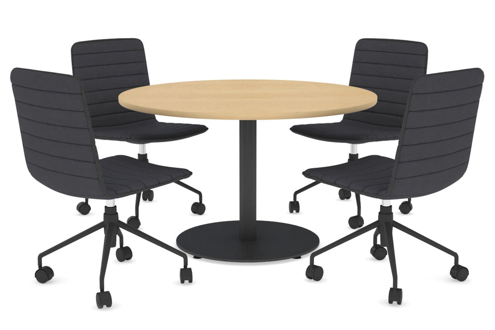 Sapphire Disc Base Round Meeting Table [700 mm]-540mm black base maple 